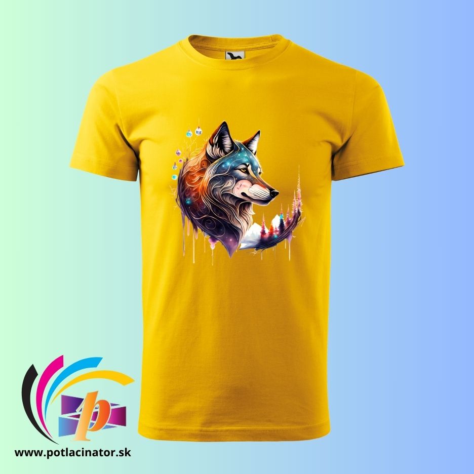 Pánske tričko s potlačou - Fantastický farebný Vlk